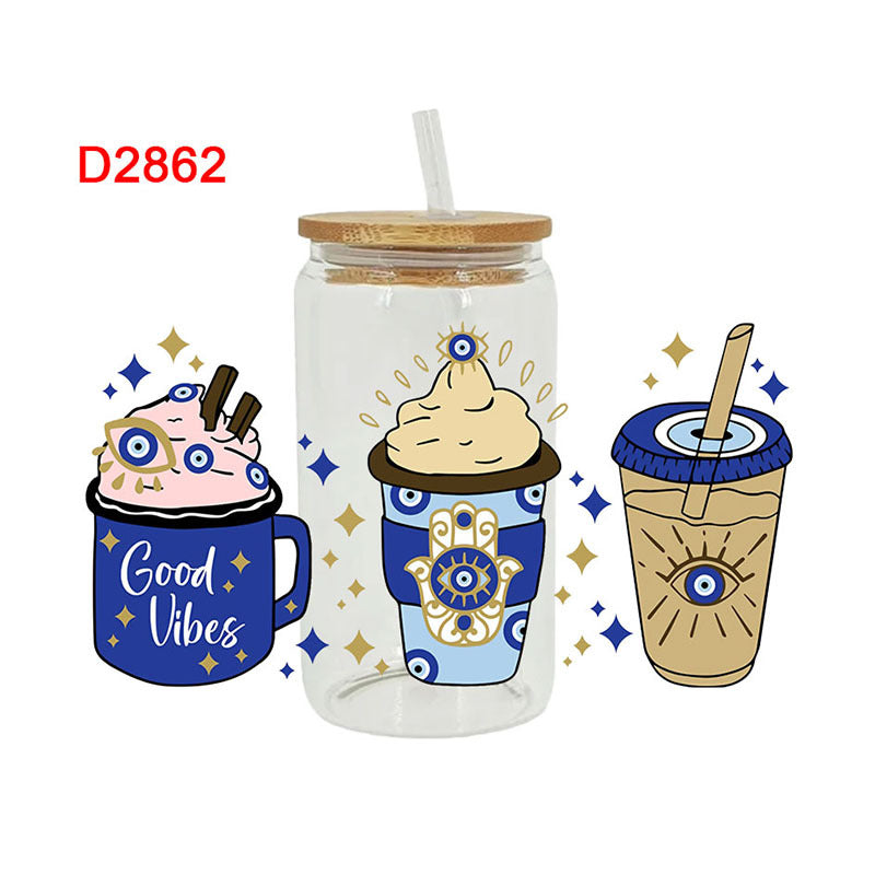 Wholesale 5pcs Cartoon printing heat transfer Cup sticking crystal logo pattern 23 cmX11cm in stock